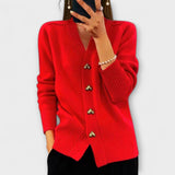 Marij™ | Elegant strikcardigan med hjerteknapper