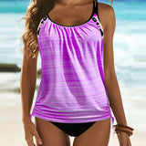 Augustus - Ensfarvet tankini med leopardprint