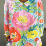 Bente - Vintage Farverig Bluse