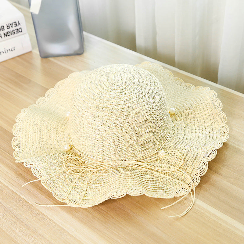 Hat female summer seaside vacation beach hat bow ribbon female sunscreen straw hat folding (Copy)