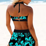 Liora | Badedragt med høj talje og blomsterprint