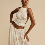 Sæt Jeanette | Haltertop + Nederdel – Let & Åndbar