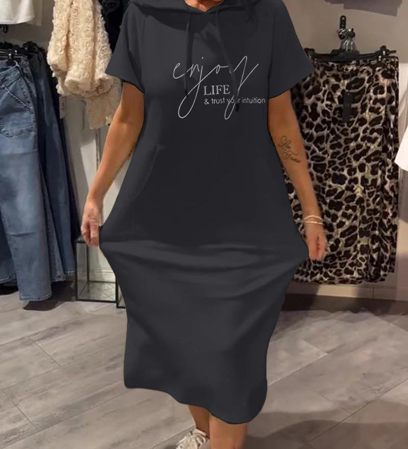 Ebba™ | Løs kjole med hætte og feminin pasform