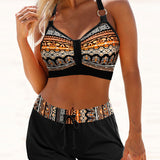 Maryan | Bikini med geometrisk mønster og høj elastisk talje