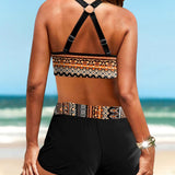 Maryan | Bikini med geometrisk mønster og høj elastisk talje