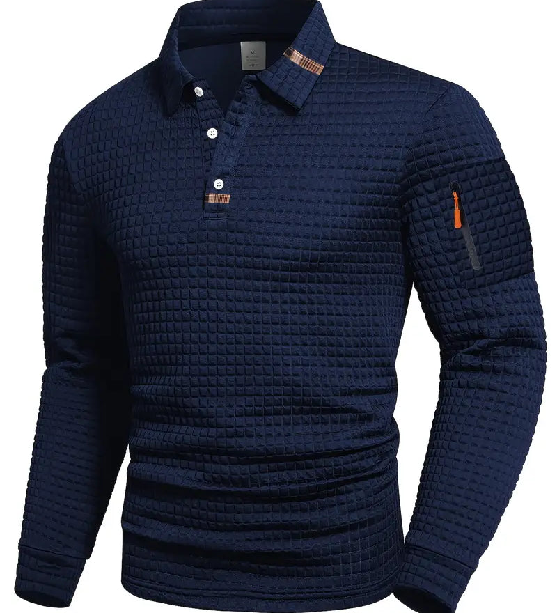 Jens | Polo i Tekstureret Stof med Ærmelomme