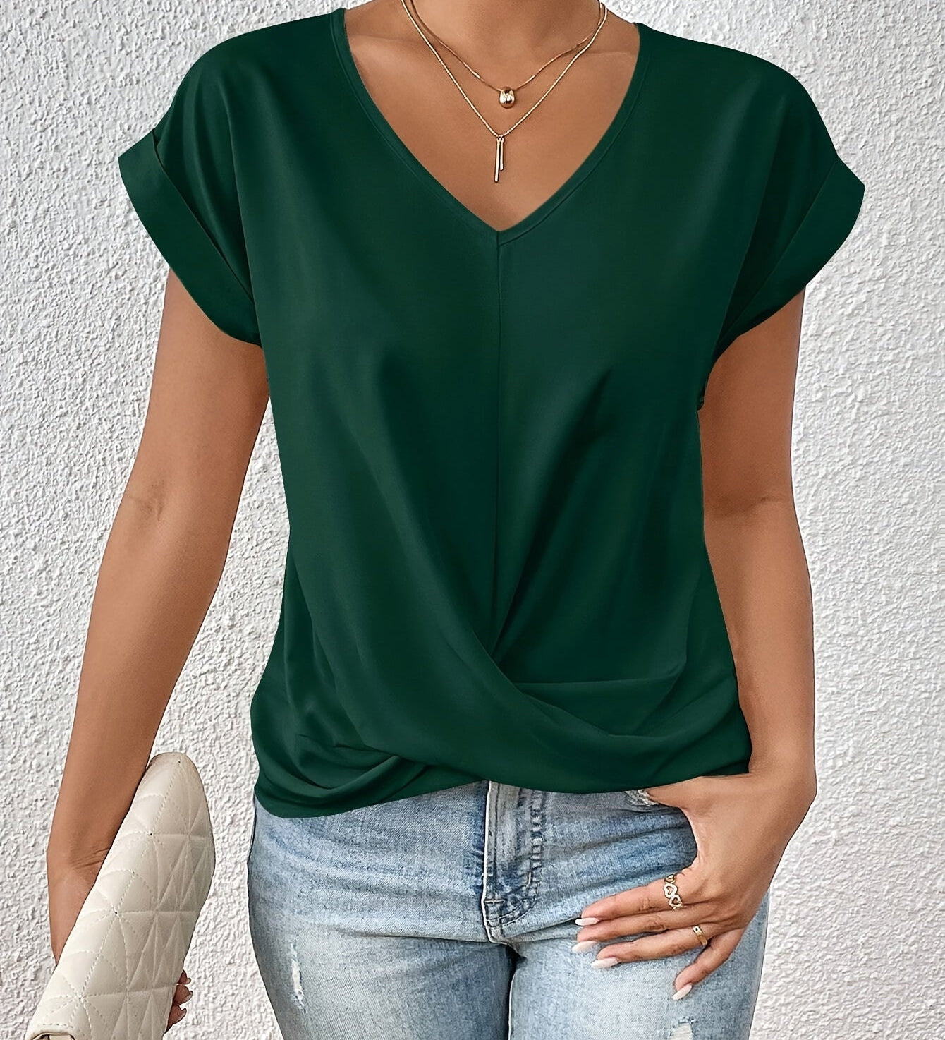 Eloise | V-hals Top med Knudedetalje