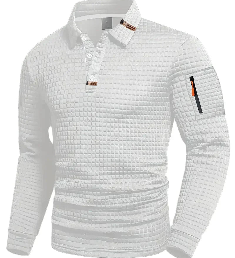 Jens | Polo i Tekstureret Stof med Ærmelomme