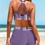 Janelle | Ribbet bikini med høj talje