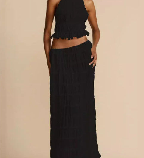 Sæt Jeanette | Haltertop + Nederdel – Let & Åndbar