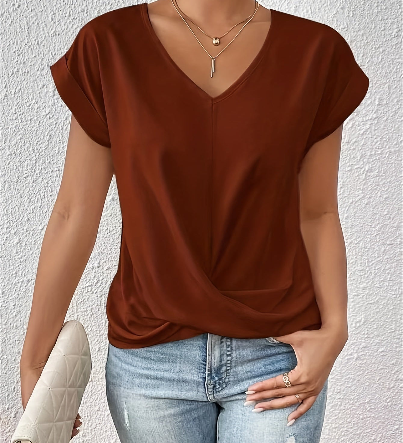 Eloise | V-hals Top med Knudedetalje