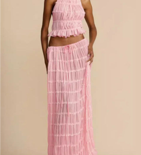 Sæt Jeanette | Haltertop + Nederdel – Let & Åndbar