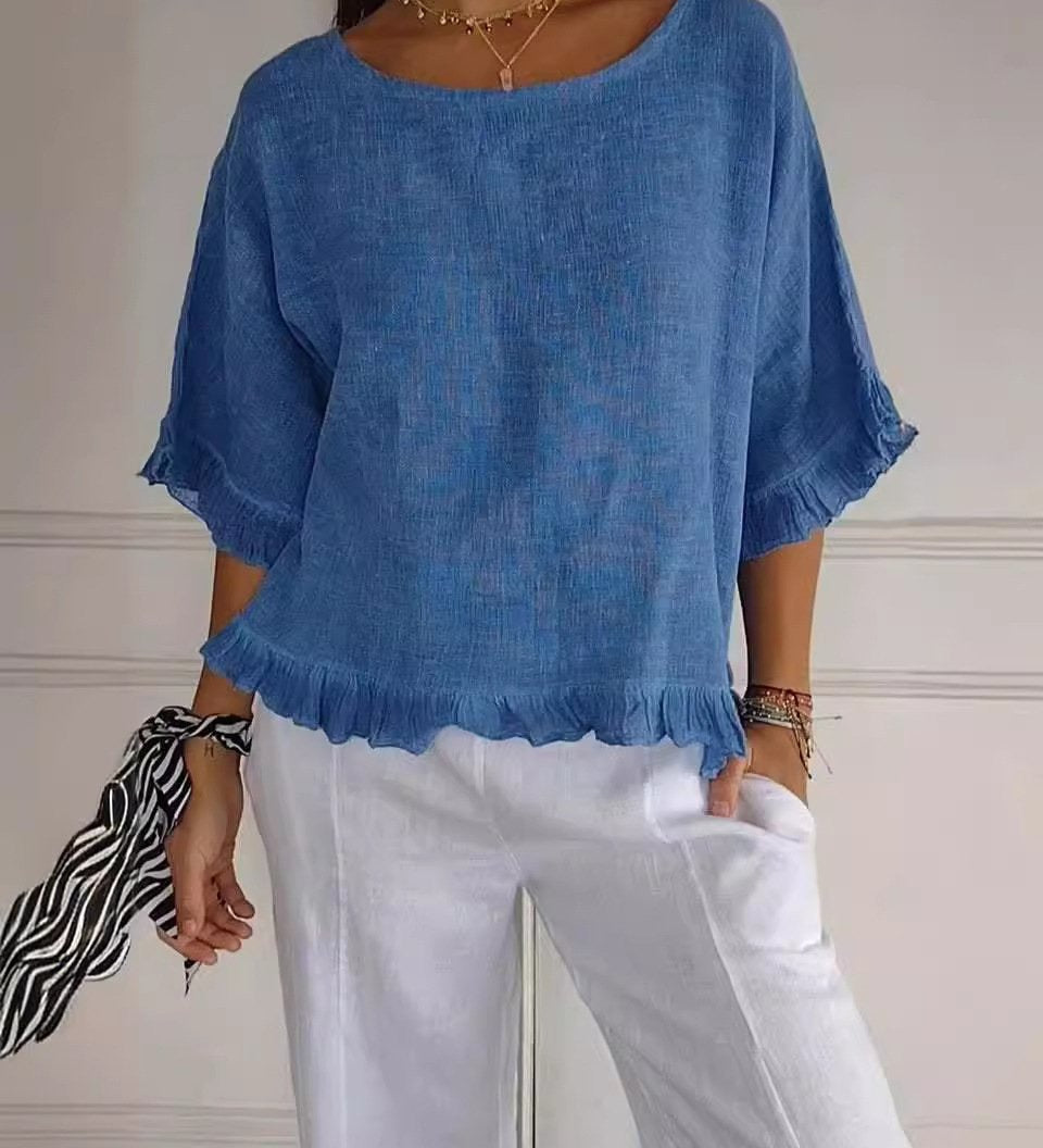 Amanda | Casual Top med Volantkant