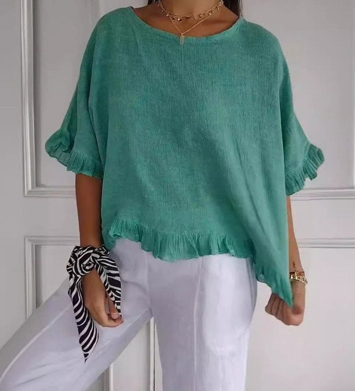 Amanda | Casual Top med Volantkant