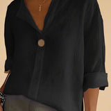 Ella BLUSE | Hørbluse med enkelt knap og elegant komfort