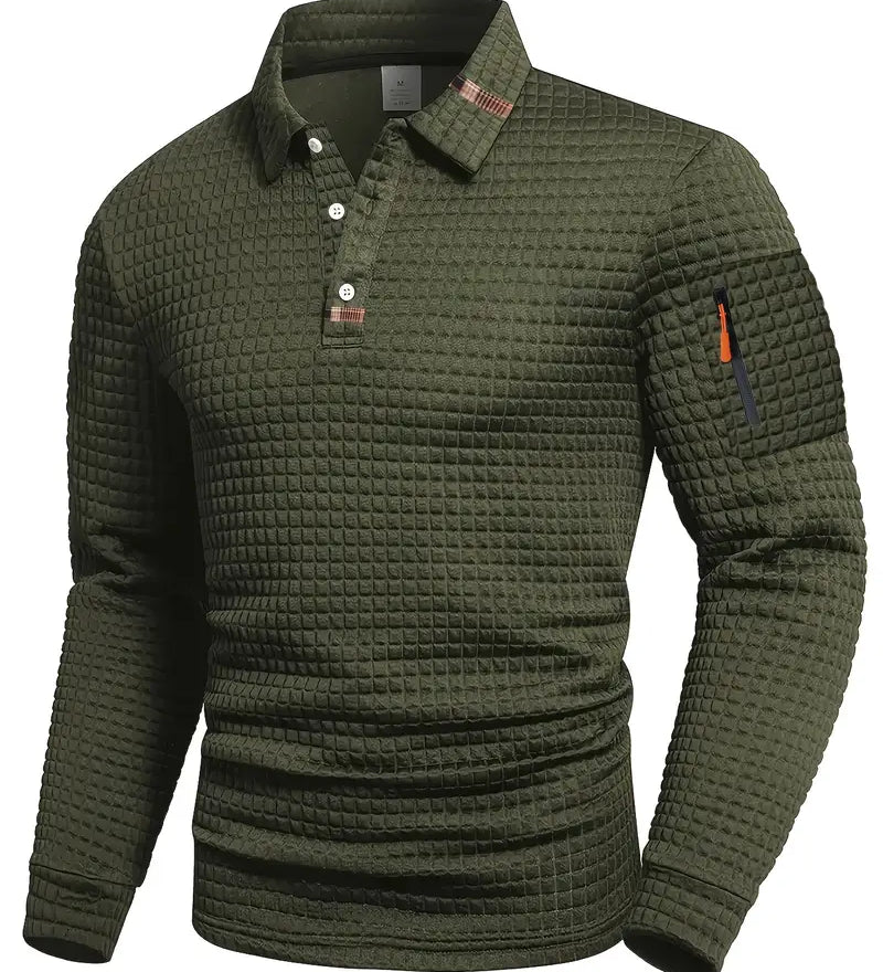 Jens | Polo i Tekstureret Stof med Ærmelomme