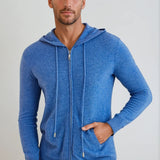 Cashmere Strik Zip Vest - Azur Blå