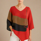 Helene | Stilfuld V-hals Color Block Top