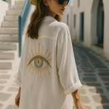 Ayline | Blå Øje Skjorte i Bomuldsgaze