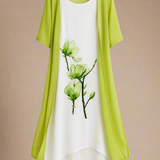 ALBA KJOLE SÆT | Kjole og let lag-på-lag cardigan med blomsterprint