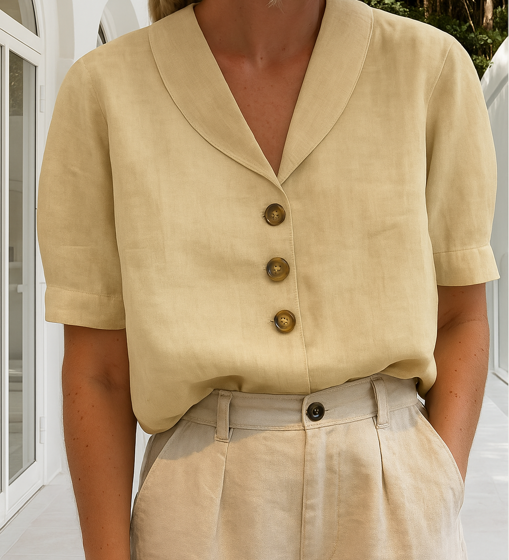 Christina™ – Let bluse i hør-bomuld