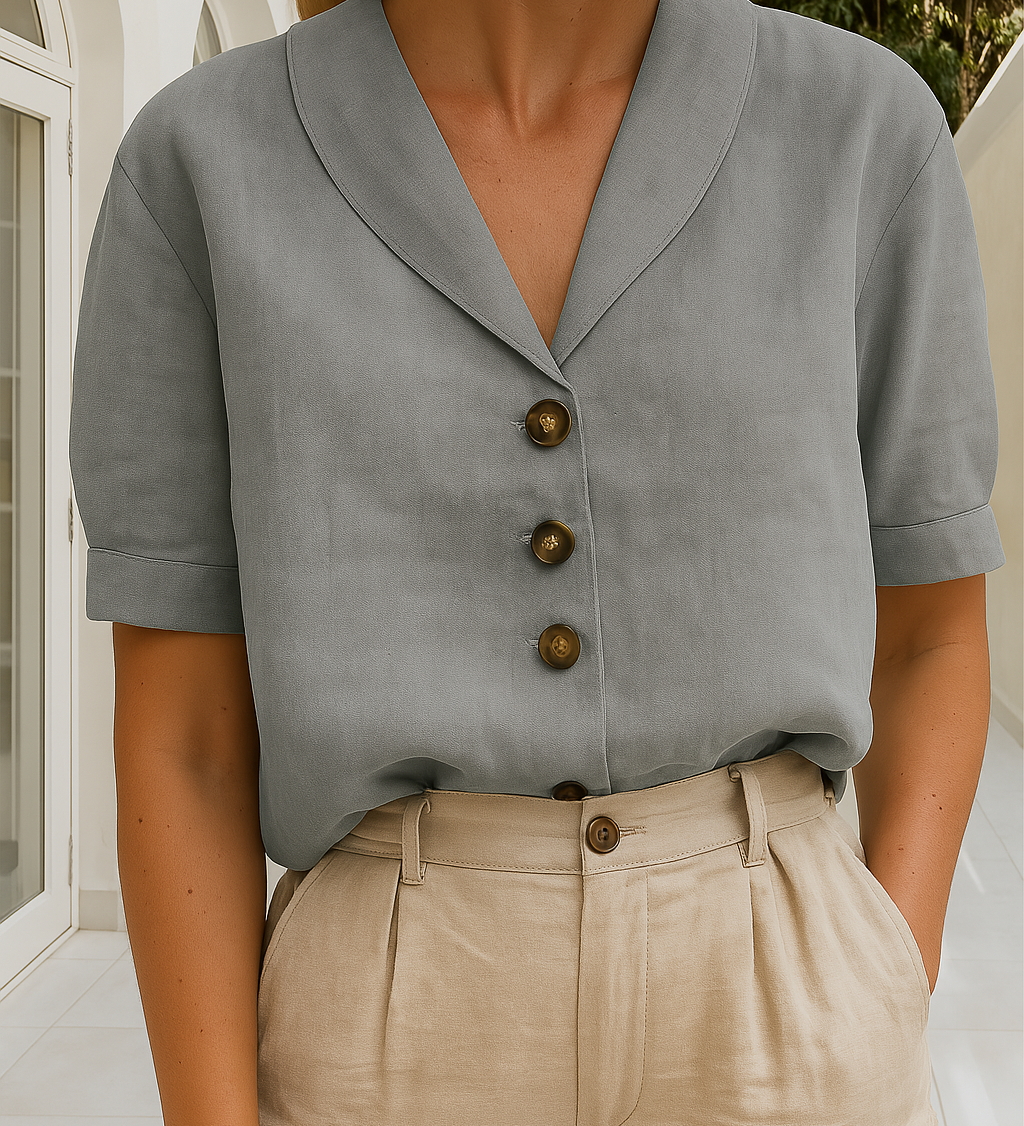 Christina™ – Let bluse i hør-bomuld