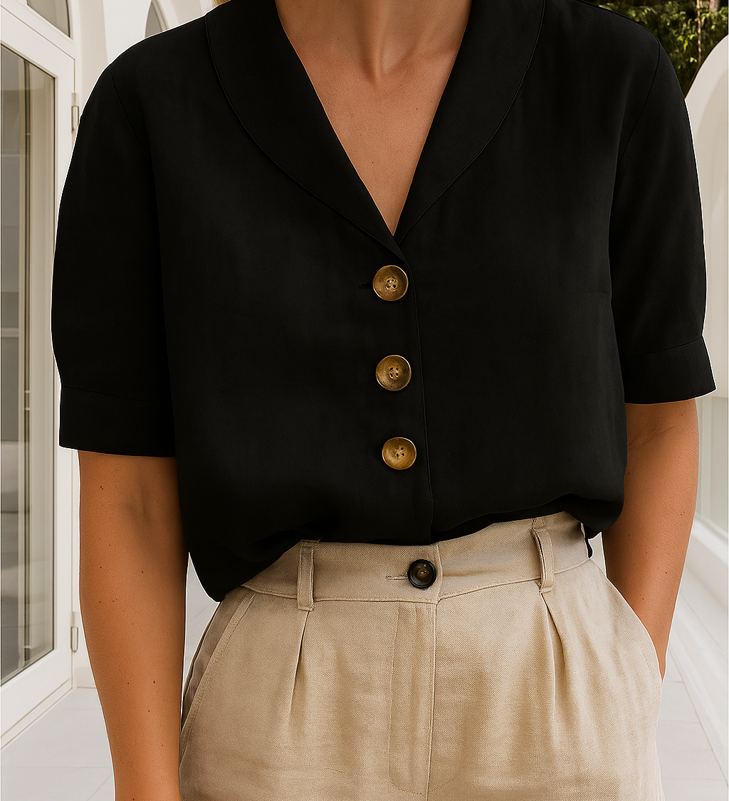 Christina™ – Let bluse i hør-bomuld