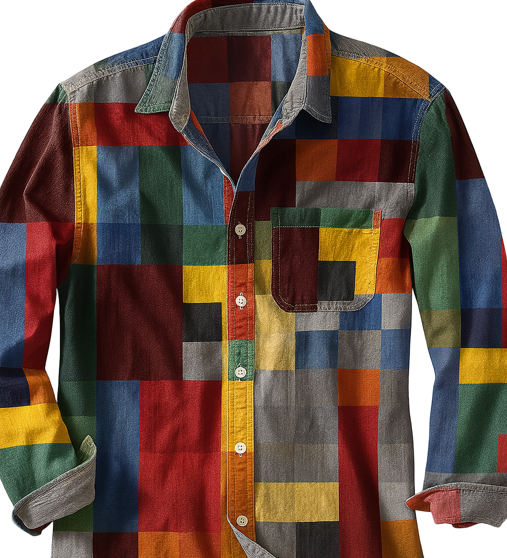 Sønder | Vintage Skjorte med Regnbuemønste
