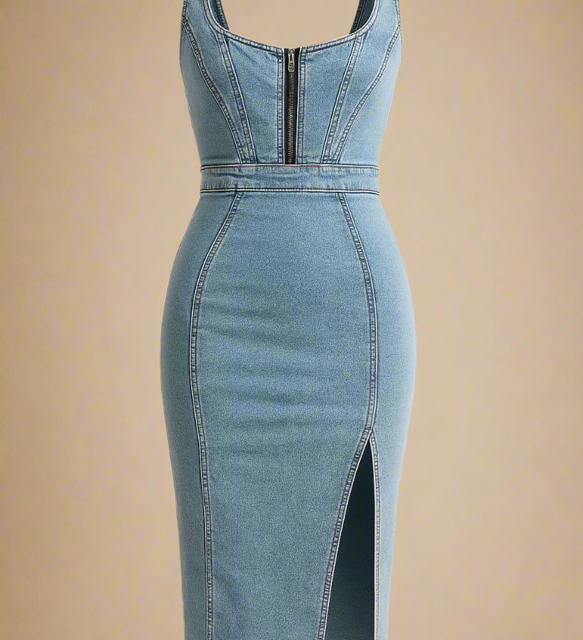 INES KJOLE | TÆTSIDDENDE DENIM MED MODERNE UDTRYK