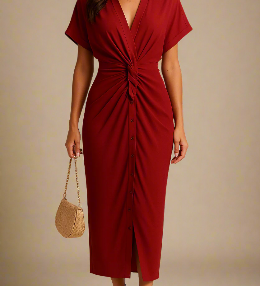 VILMA KJOLE | Lang kjole med knudedetalje