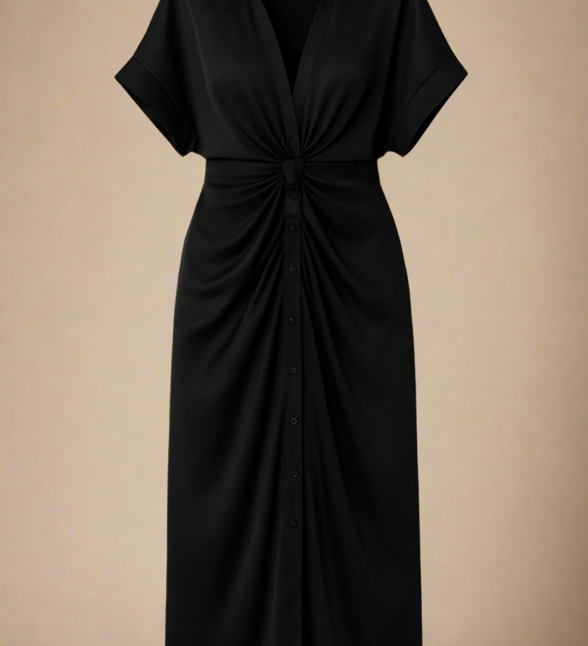 VILMA KJOLE | Lang kjole med knudedetalje