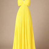 SOFIE KJOLE | Lang plisseret kjole med krydsstropper og struktureret bryst