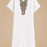 SAGA KJOLE | Lang kjole med decoteret hals og sideslidser