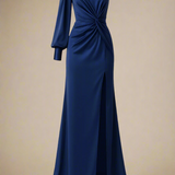 Elira Kjole | Satin gallakjole med én lang ærme