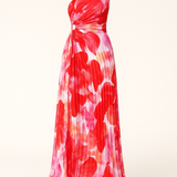 Signe Kjole | Plisseret one-shoulder kjole med blomstermønster