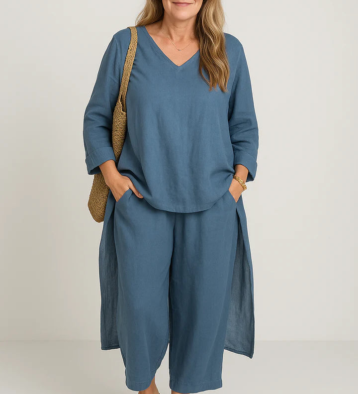 Sæt Norena | Ensfarvede & Komfortable Bukser + Matchende Top