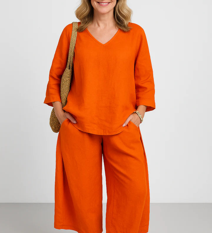 Sæt Norena | Ensfarvede & Komfortable Bukser + Matchende Top