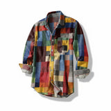 Sønder | Vintage Skjorte med Regnbuemønste