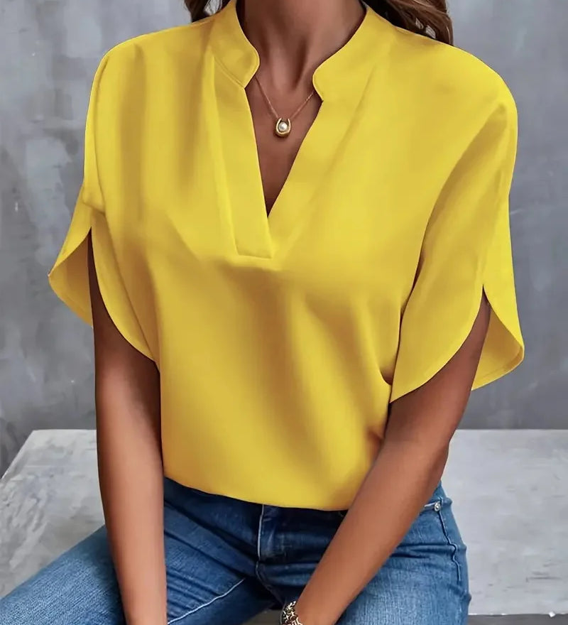 Annemie | Stilfuld V-Hals Flydende Bluse