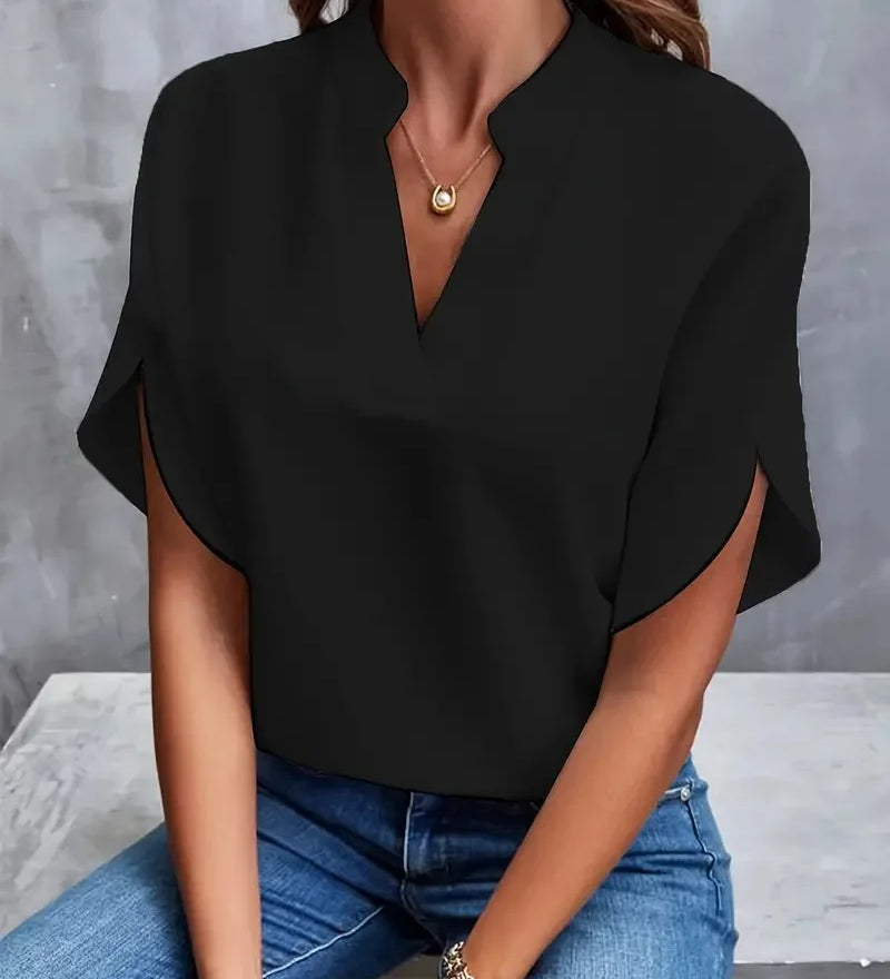 Annemie | Stilfuld V-Hals Flydende Bluse