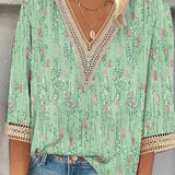 Divina | V-hals Bluse med Korte Ærmer