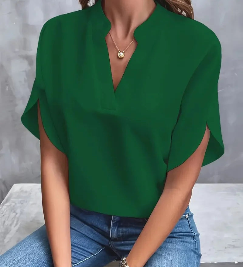 Annemie | Stilfuld V-Hals Flydende Bluse