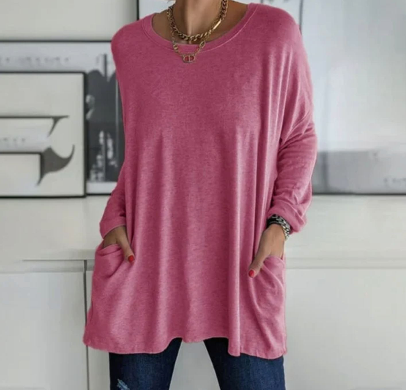 Ava™ | Casual Oversized Tunic Top med lommer