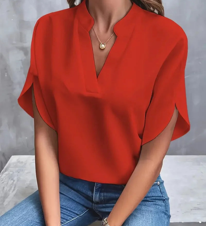 Annemie | Stilfuld V-Hals Flydende Bluse