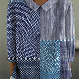 Nora - Vintage Farverig Bluse