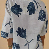 Sanne | Blomstret bluse med knap foran