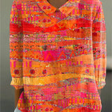 Susanne - Vintage Farverig Bluse