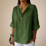 Ella BLUSE | Hørbluse med enkelt knap og elegant komfort