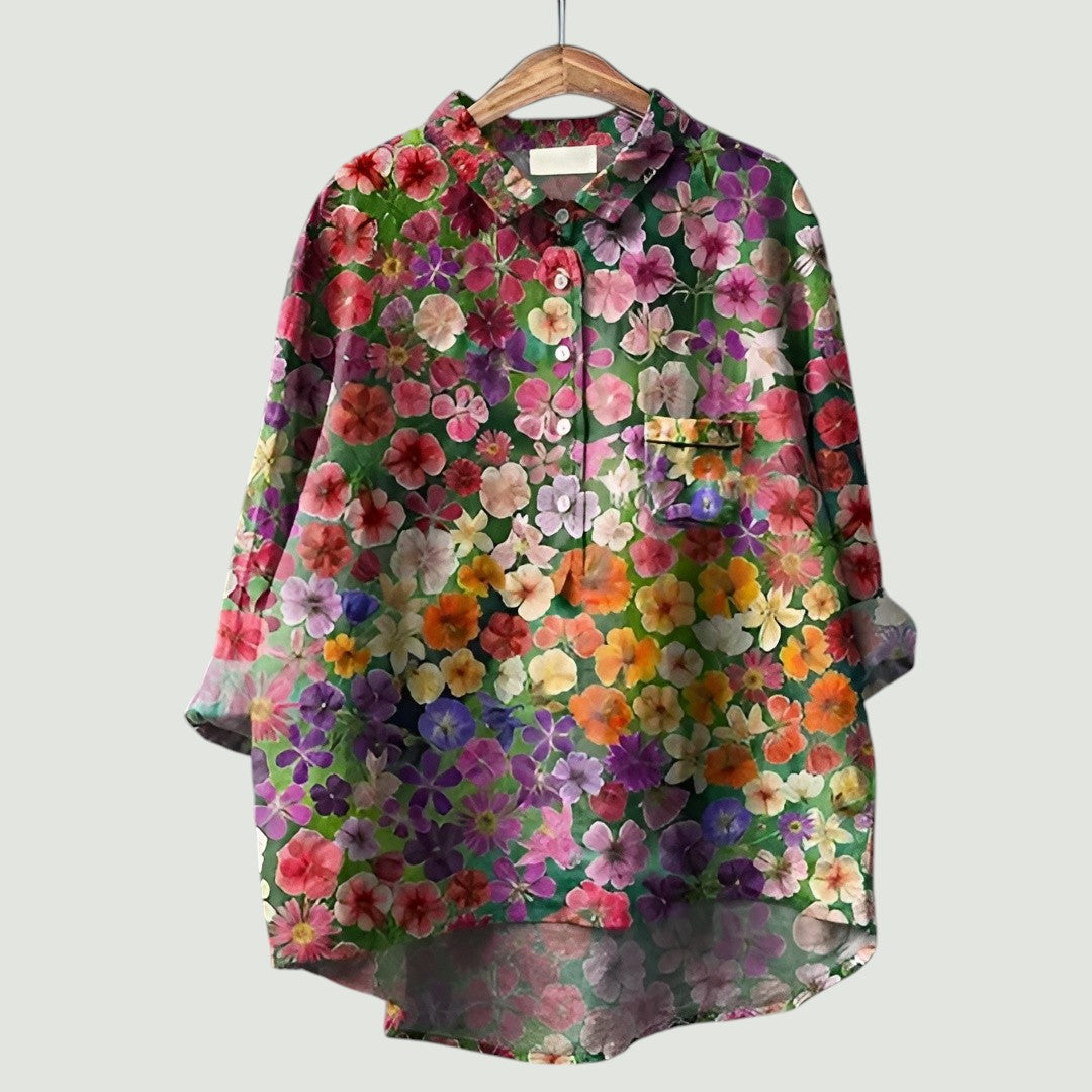 Blomstret damebluse | Glad, let og behagelig