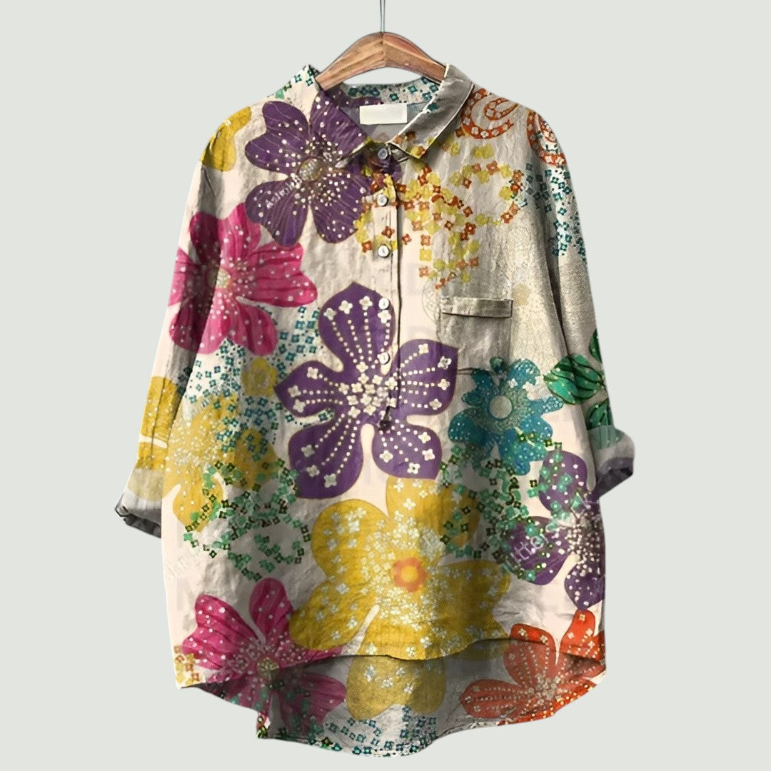 Blomstret damebluse | Glad, let og behagelig